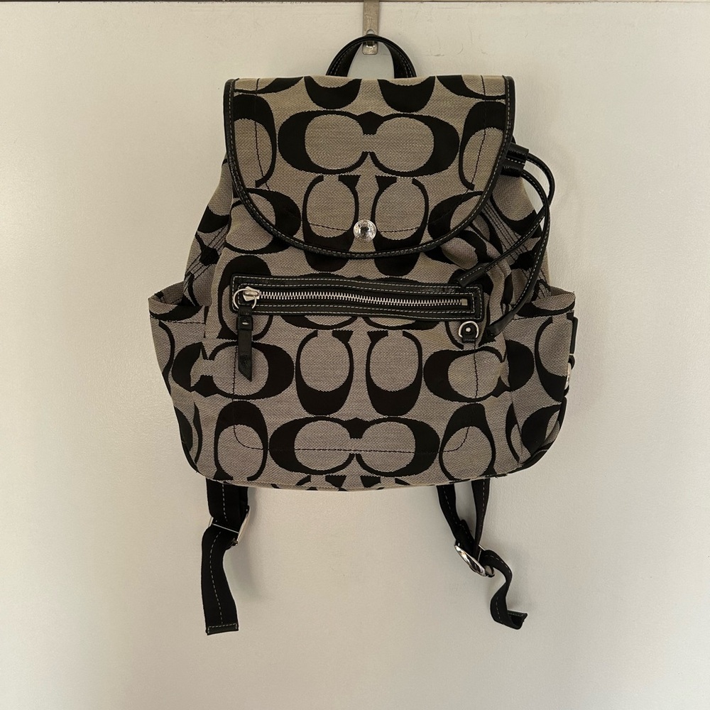 Coach Black and Tan Designer Backpack